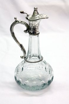 01347 single-Cut-Glass-and-Silver-Plate-Claret-Jug-Decanter-1